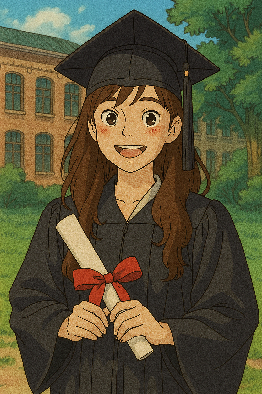 Transform photo to Studio Ghibli animation style with whimsical atmosphere, soft watercolor palette, hand-drawn aesthetic